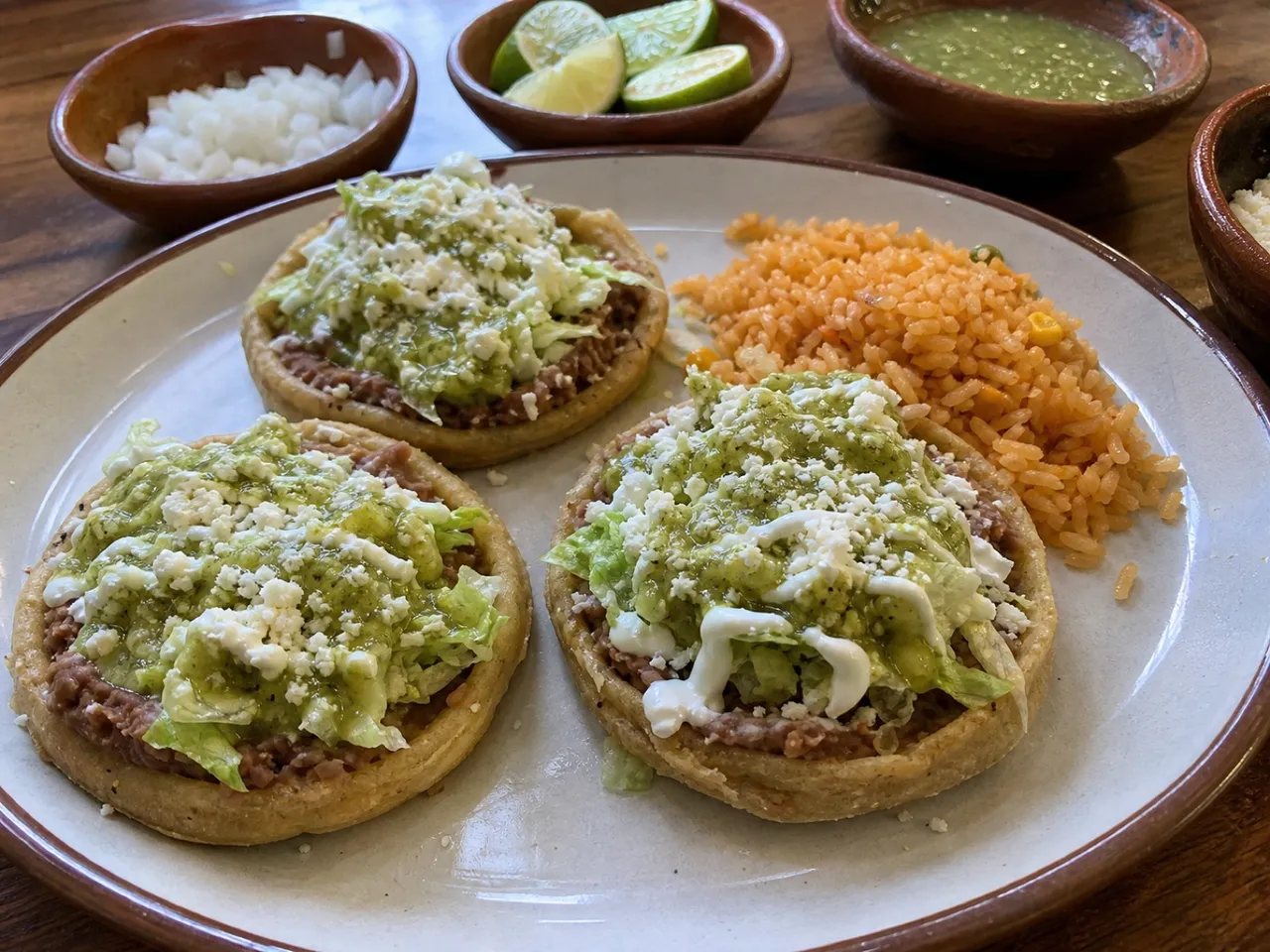 Sopes — served