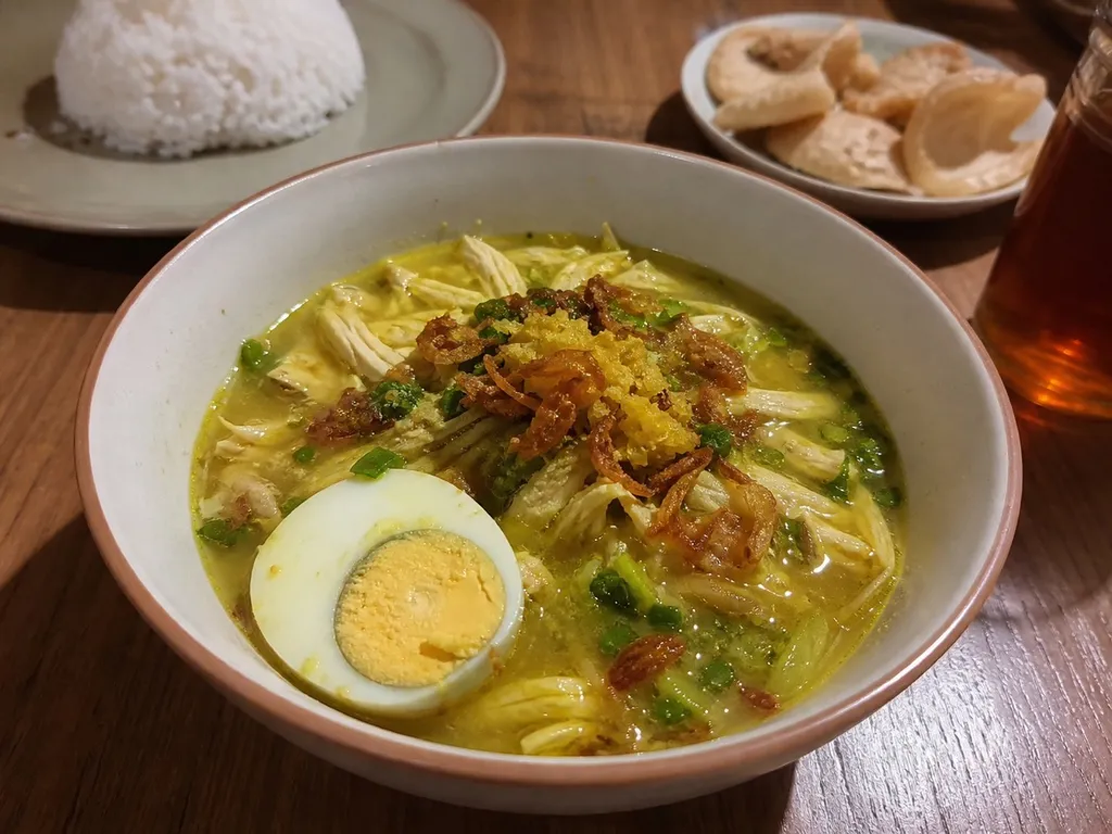 Soto Ayam — plated and served