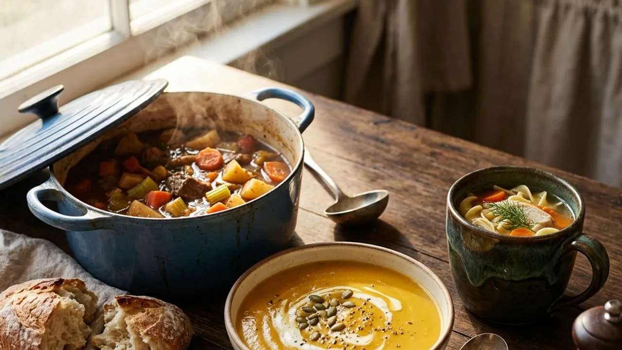 A spread of Soups & Stews dishes