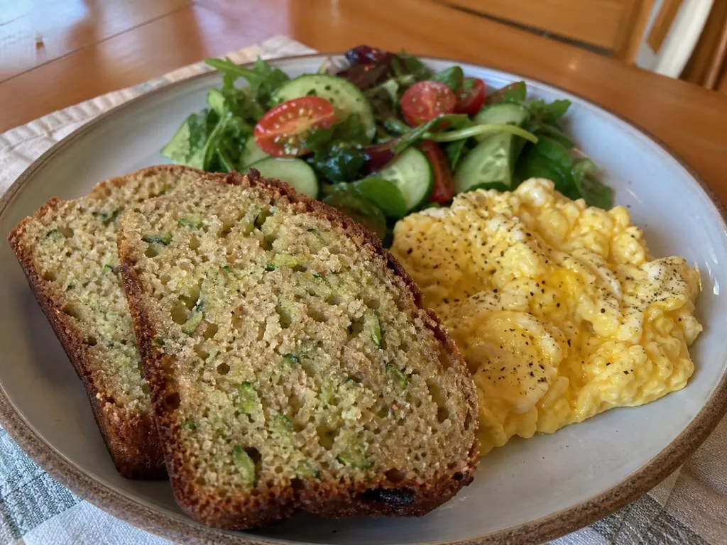Sourdough Zucchini Bread — plated and served