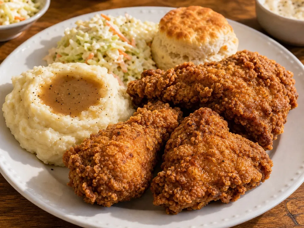 Southern Buttermilk Fried Chicken — plated and served