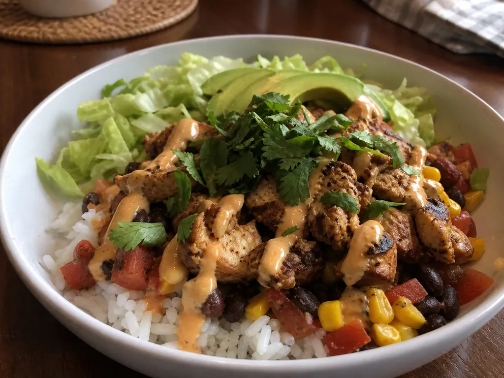Southwest Chicken Bowl — plated and served
