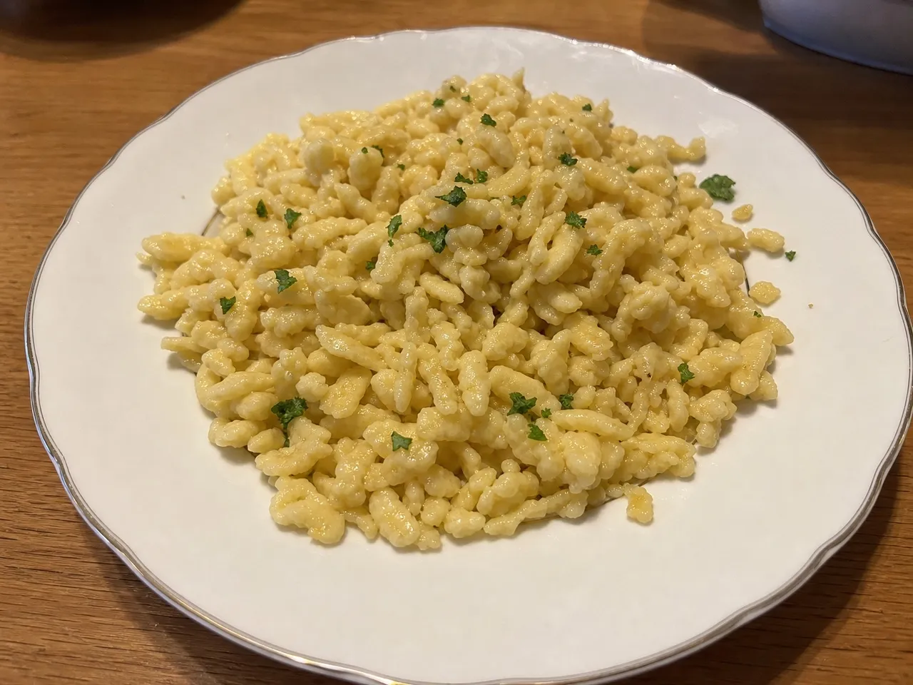 Spätzle (German Egg Noodles) — served