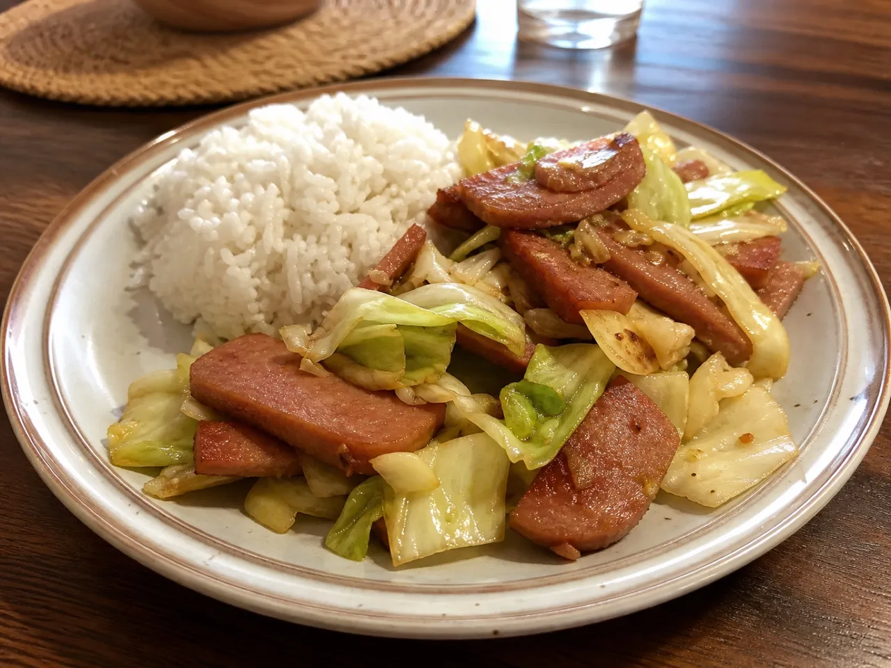 Spam and Cabbage — served