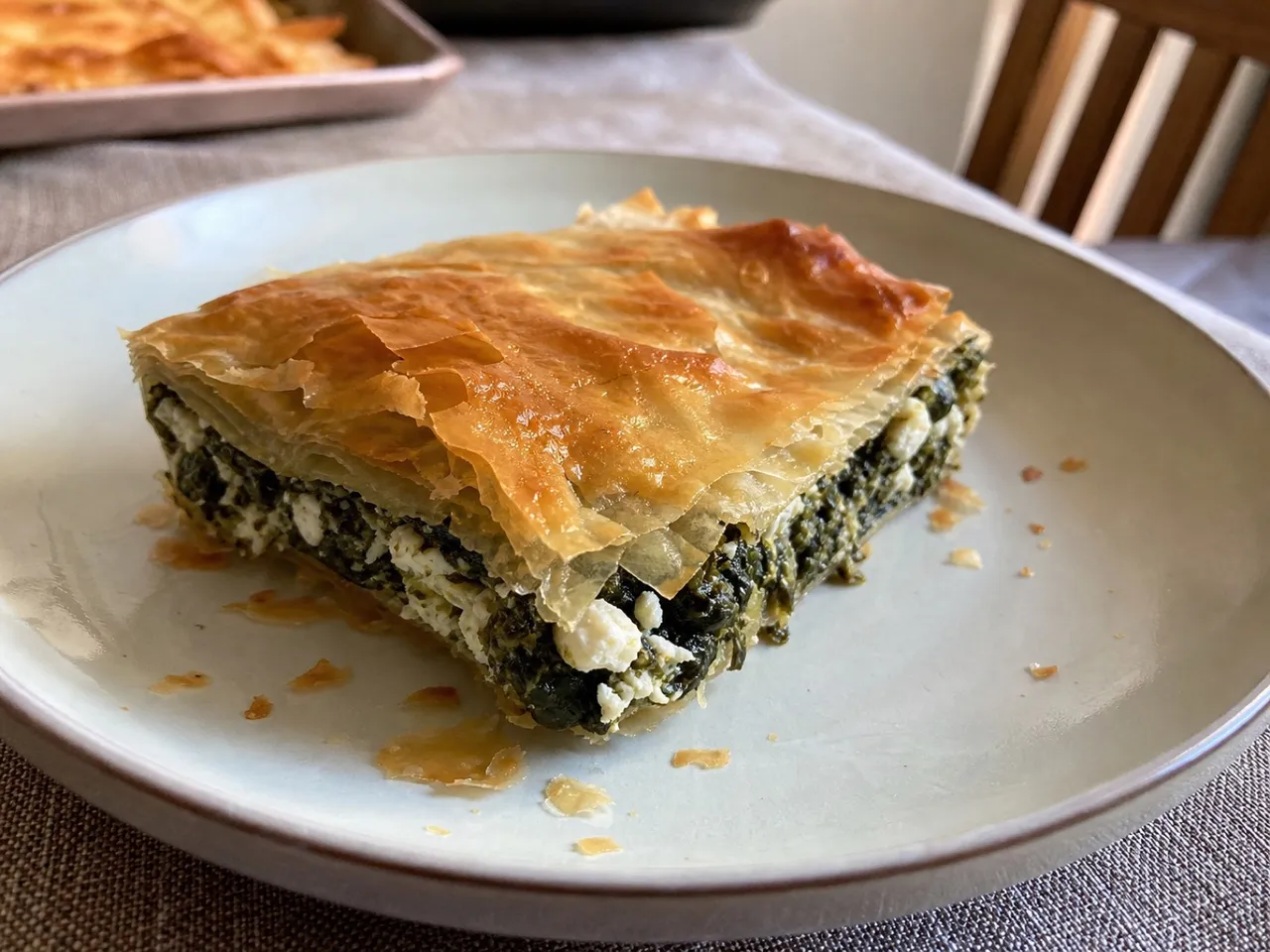 Spanakopita (Spinach Pie) — served