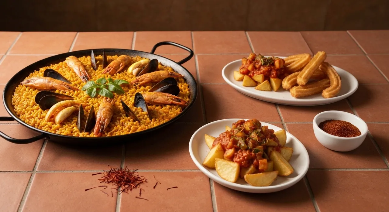 A spread of Spanish dishes