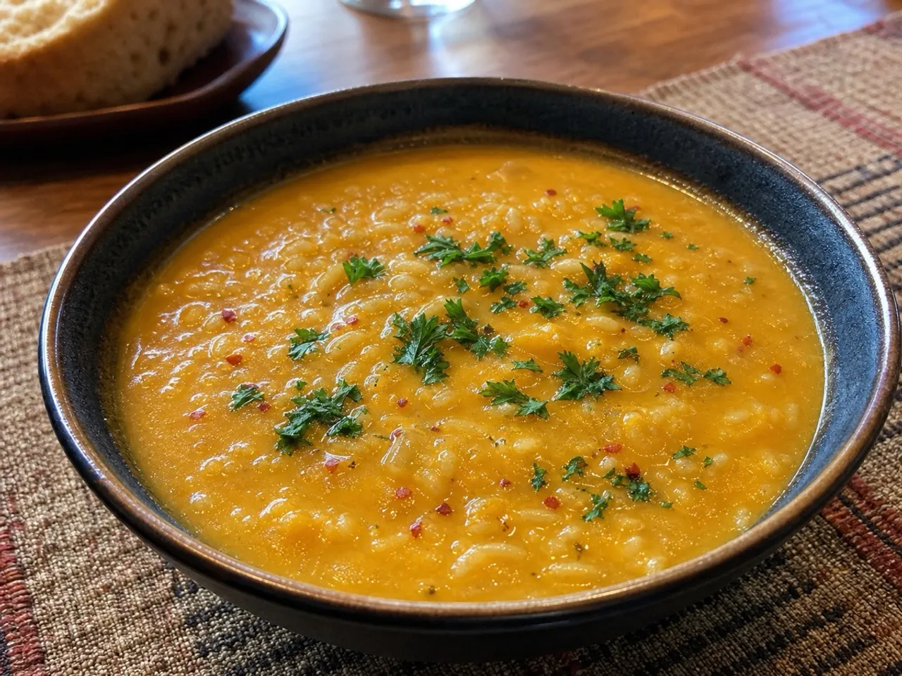 Spicy Acorn Squash Soup — served