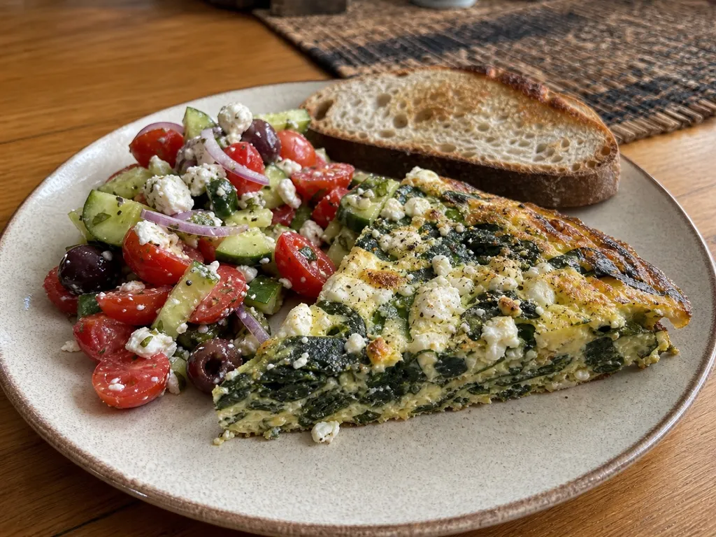 Spinach and Feta Frittata — plated and served