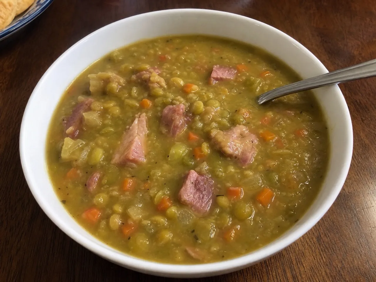 Split Pea Soup with Ham — served