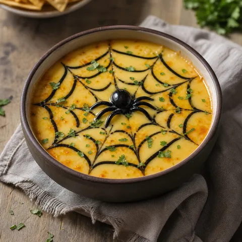 Spooky Spiderweb Cheese Dip — Sauces & Dressings recipe