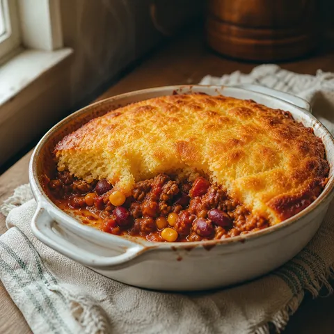 Spoon Bread Chili Pie — Meat & Pork recipe