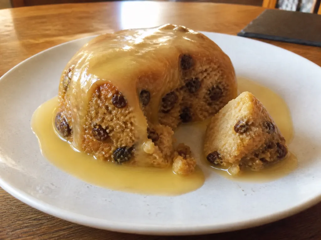 Spotted Dick — plated and served