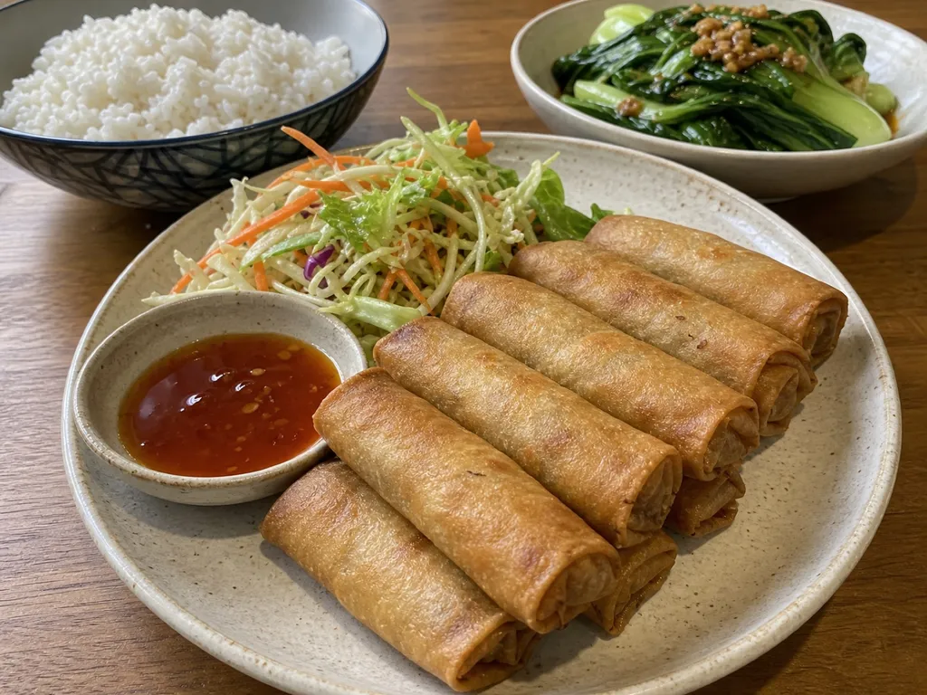 Spring Rolls — plated and served