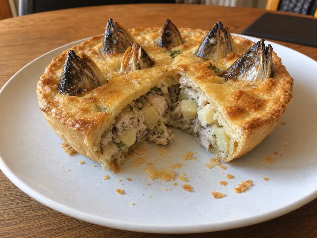 Stargazy Pie — plated and served