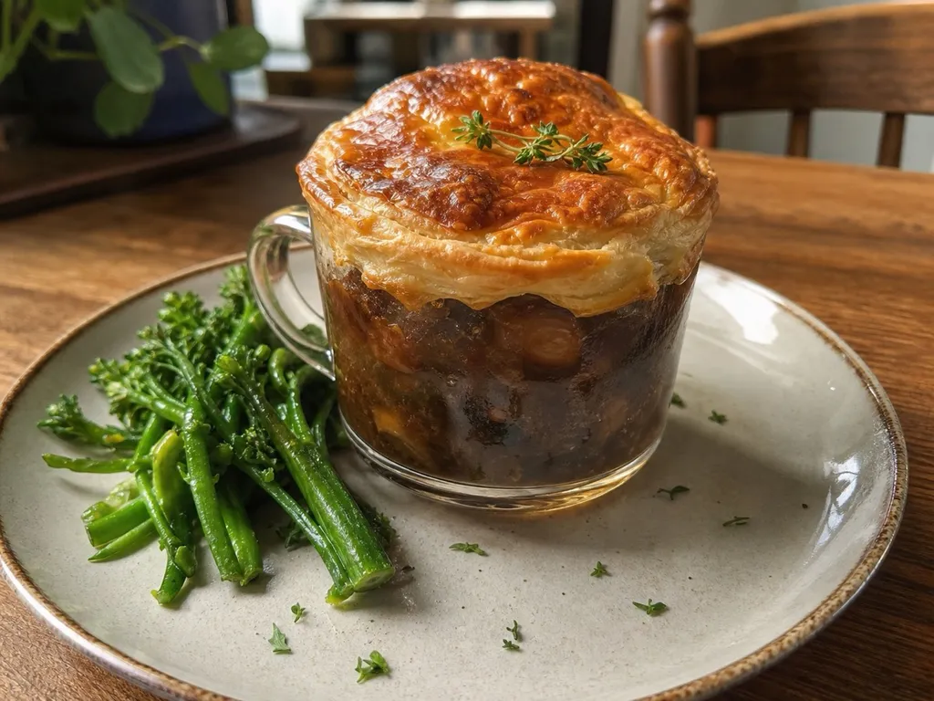 Steak and Ale Pie — plated and served