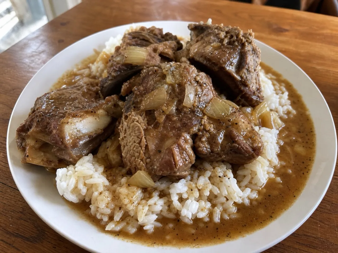 Stewed Pork Neck Bones — served