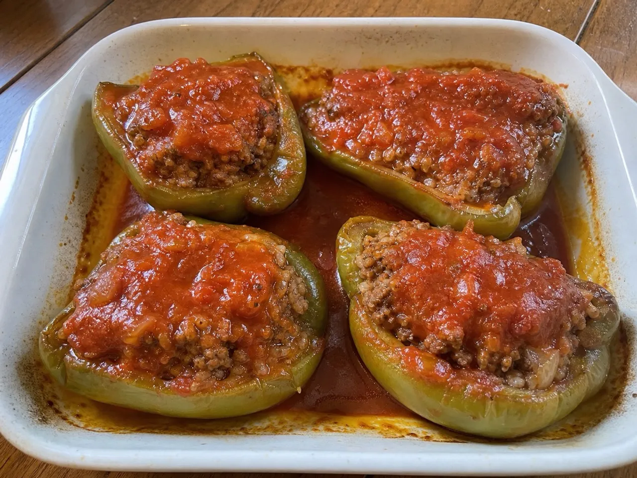 Stuffed Green Bell Peppers — served