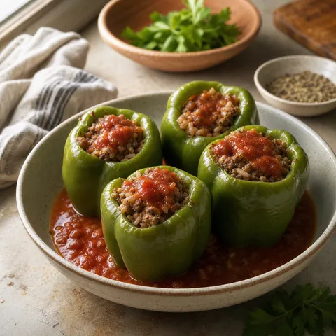 Stuffed Green Bell Peppers — Vegetables & Sides recipe