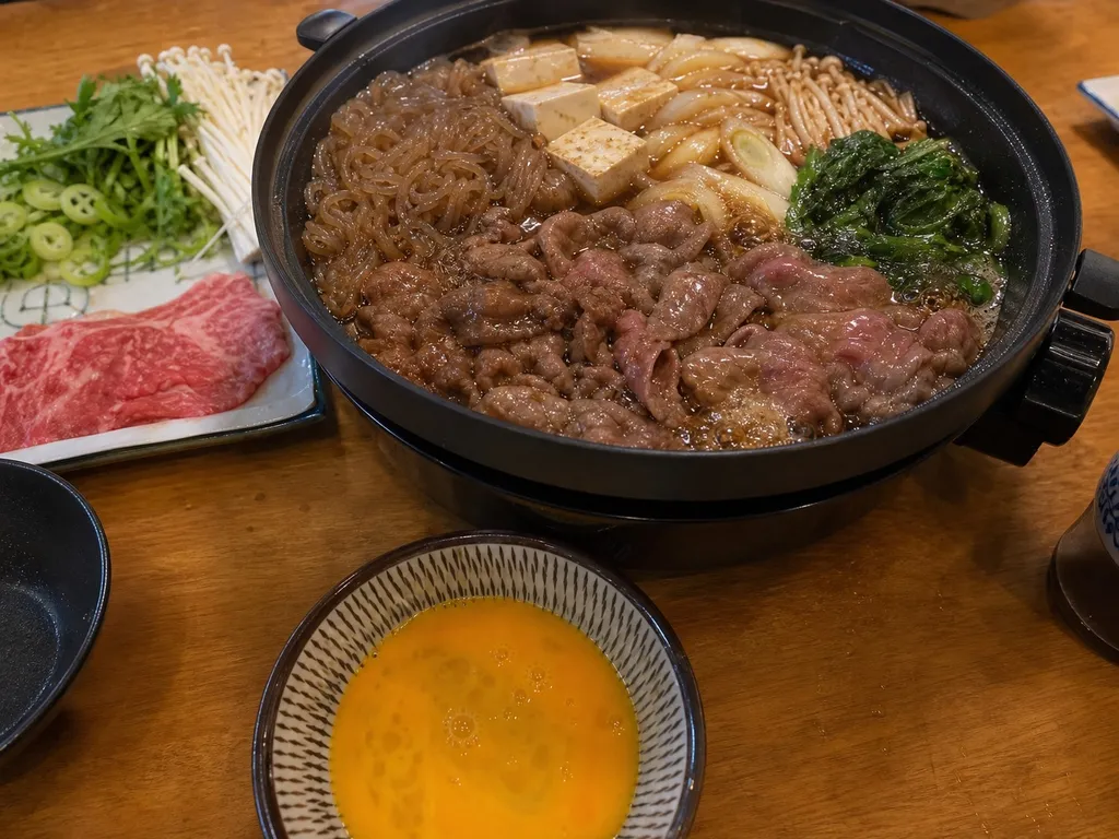 Sukiyaki — plated and served