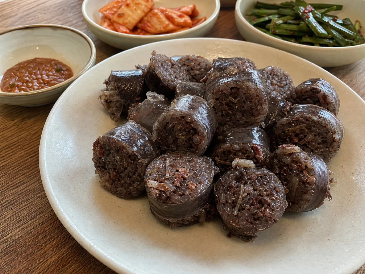 Sundae (Korean Blood Sausage) — served
