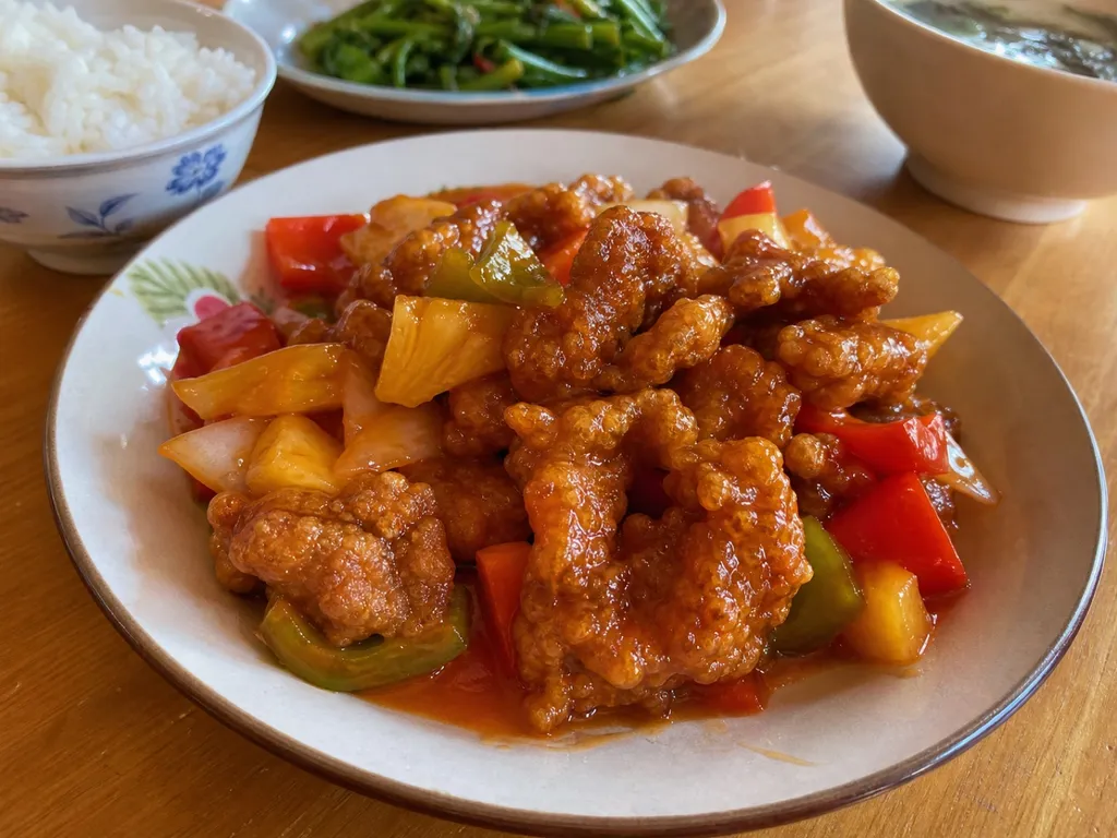 Sweet and Sour Pork — plated and served