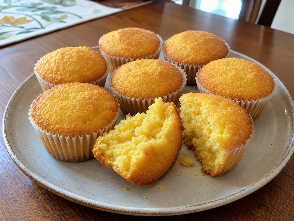 Sweet Cornbread Muffins — plated and served