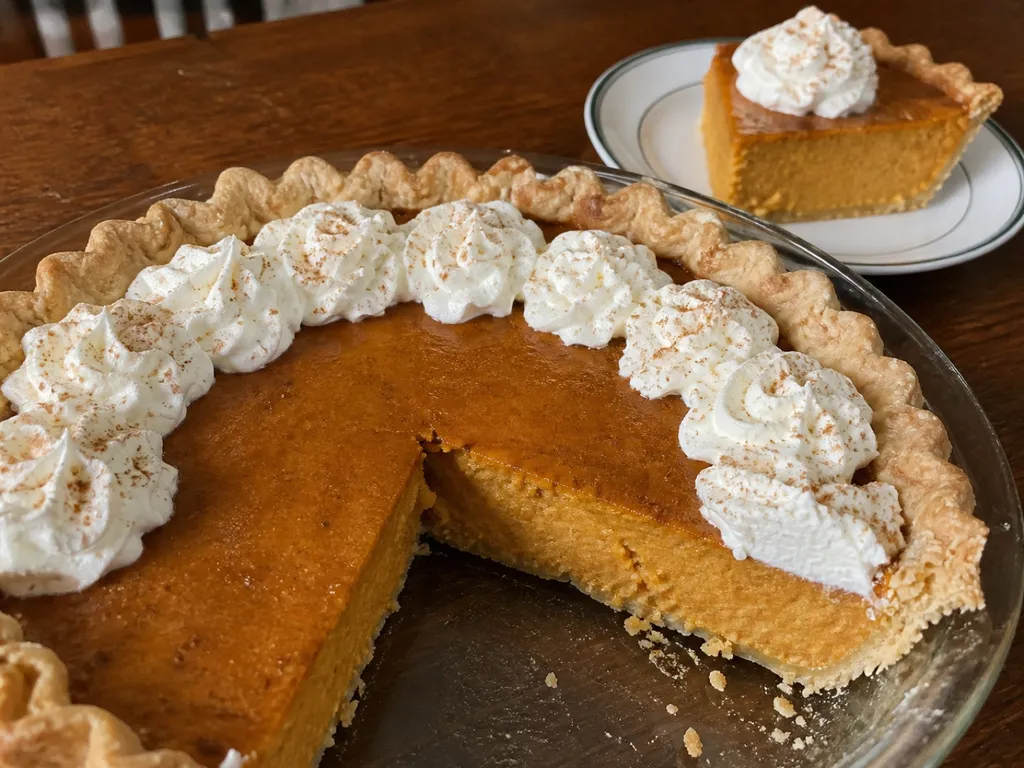 Sweet Potato Custard Pie — plated and served