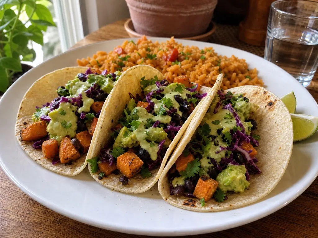 Sweet Potato Tacos — plated and served
