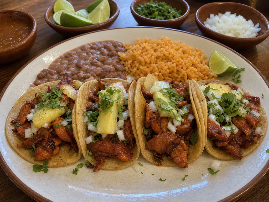 Tacos al Pastor — plated and served