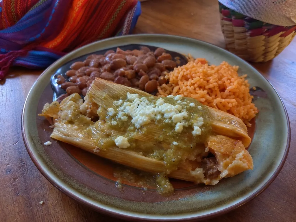 Tamales — plated and served