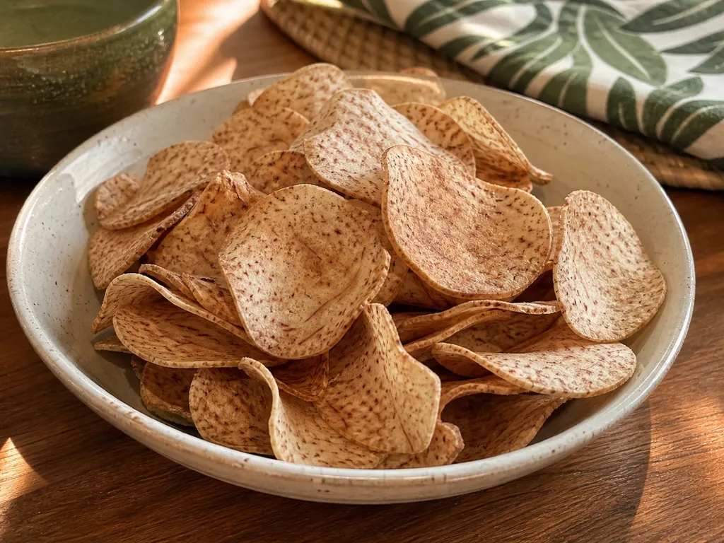 Taro Chips — plated and served