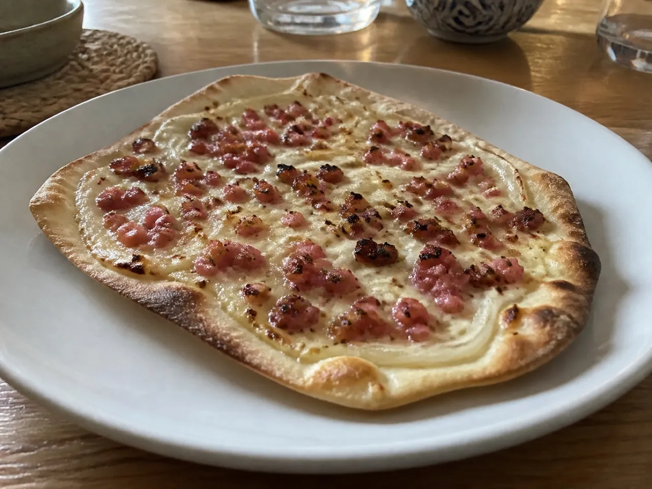 Tarte Flambée — served