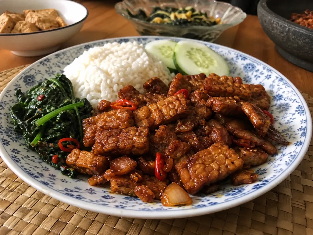 Tempeh Goreng — plated and served