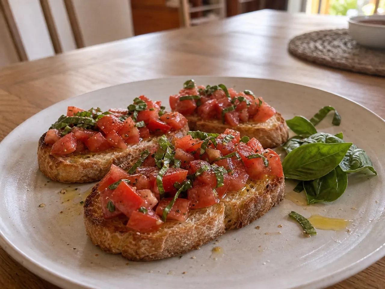 Tomato Basil Bruschetta — served