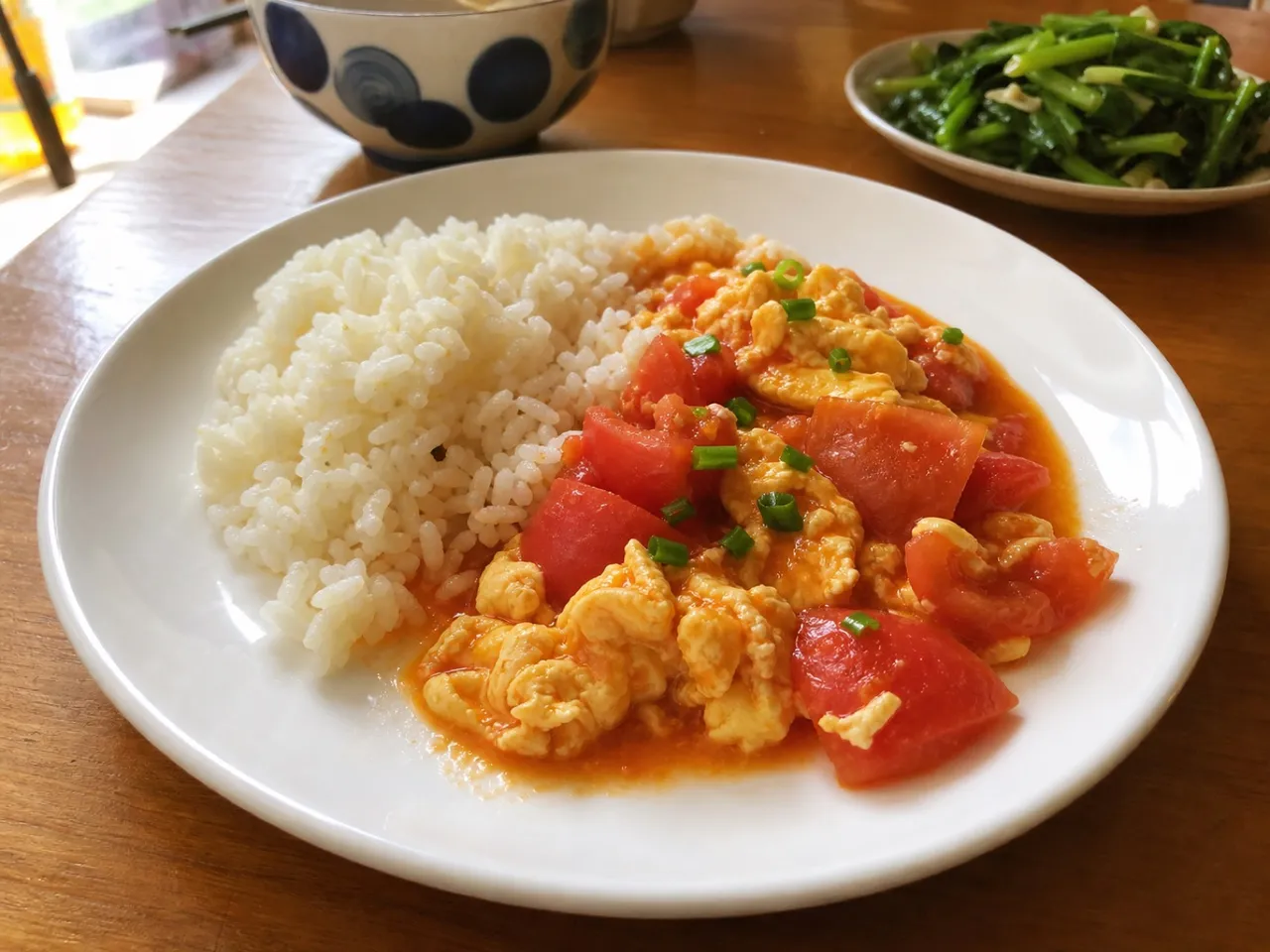 Tomato Egg Stir Fry — served