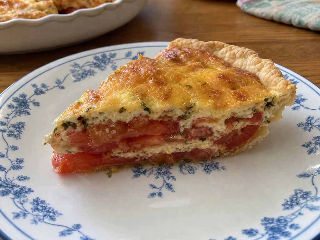 Tomato Pie — plated and served