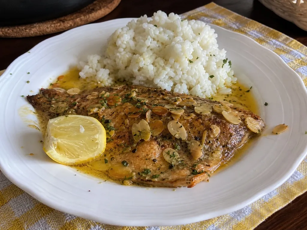 Trout Amandine — plated and served