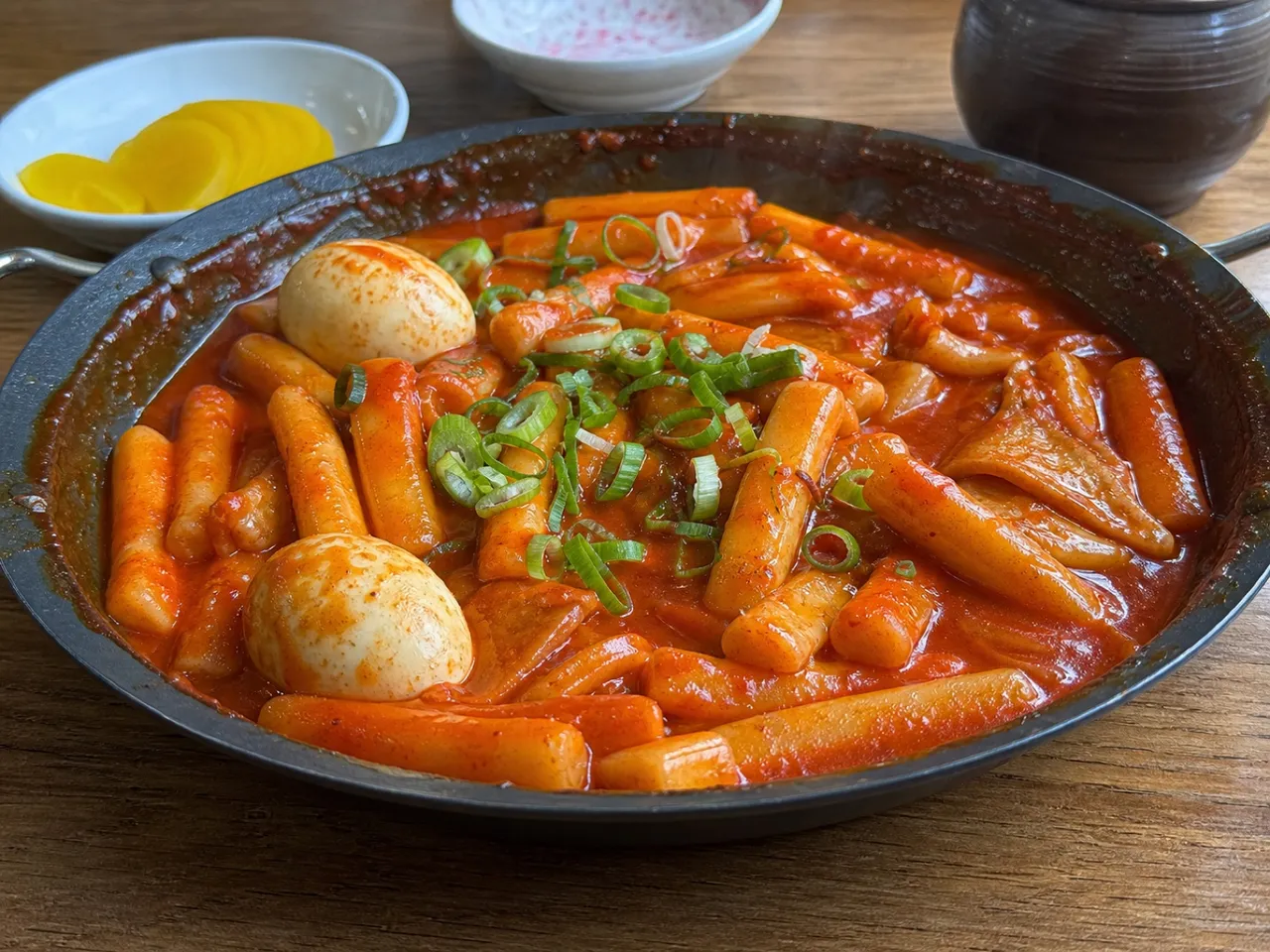 Tteokbokki (Spicy Rice Cakes) — served