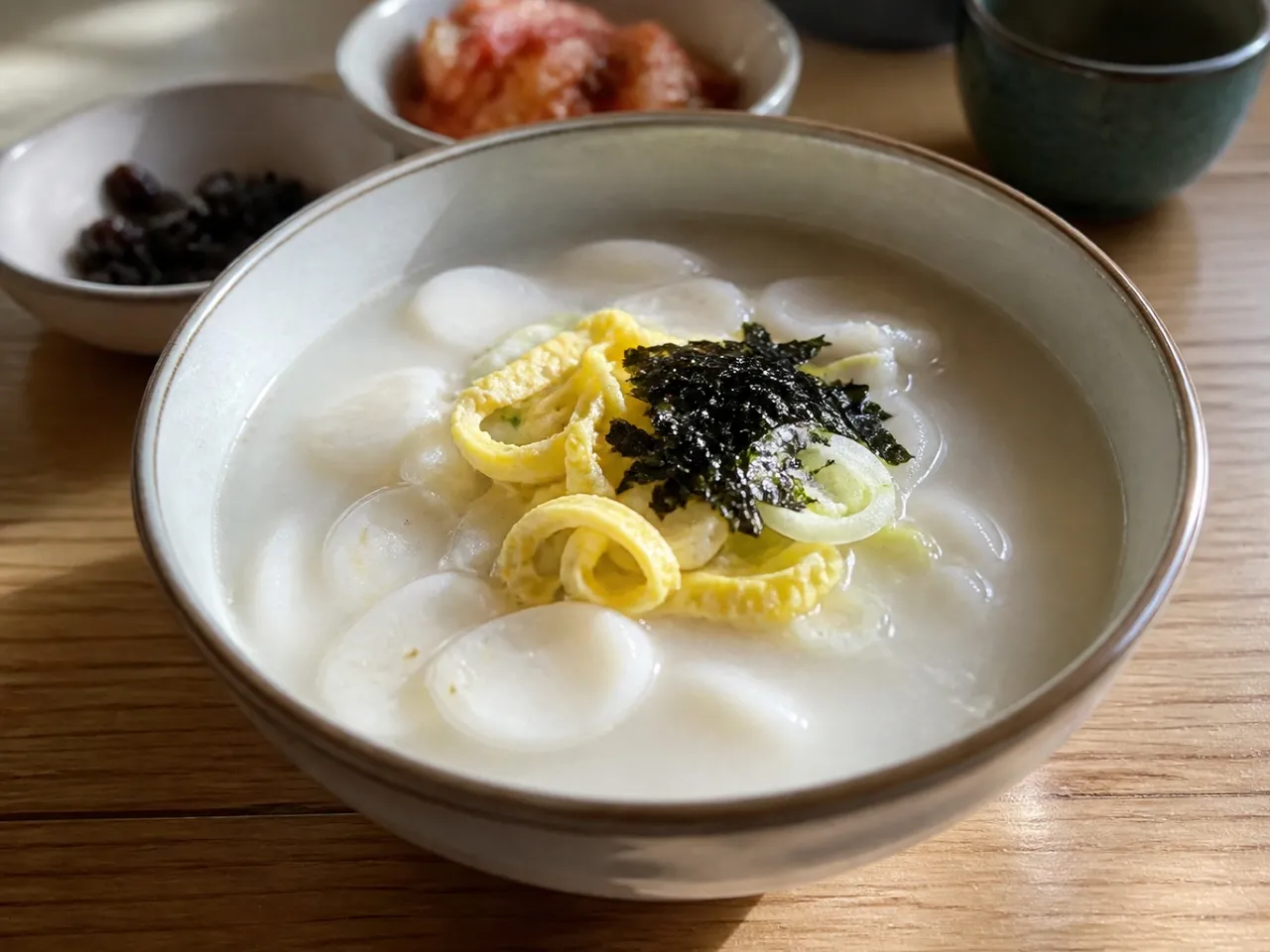 Tteokguk (Rice Cake Soup) — served