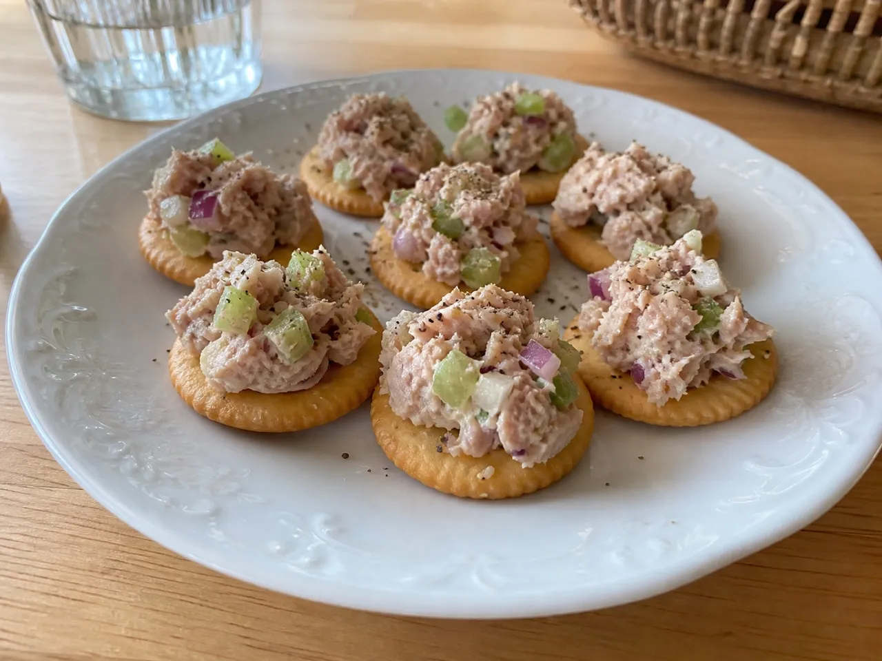 Tuna Salad Crackers — served