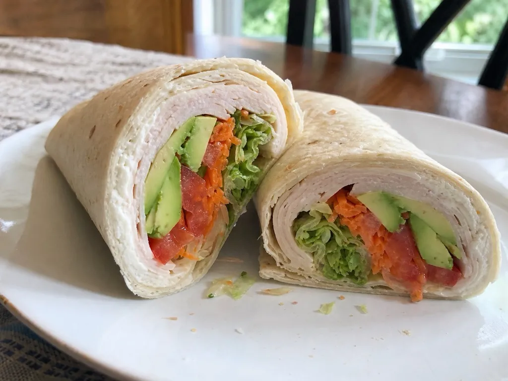 Turkey Avocado Wrap — plated and served