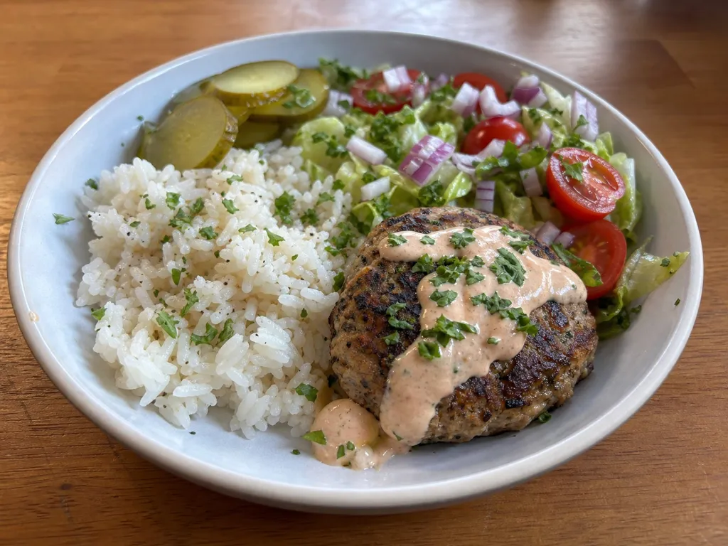 Turkey Burger Bowls — plated and served