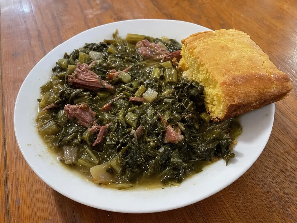 Turnip Greens — plated and served