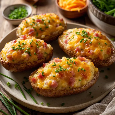 Twice Baked Ham and Cheese Potatoes — Vegetables & Sides recipe