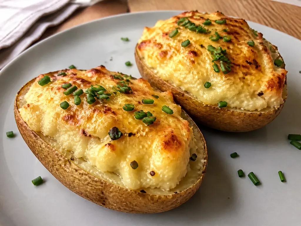 Twice-Baked Potatoes (Microwave) — plated and served