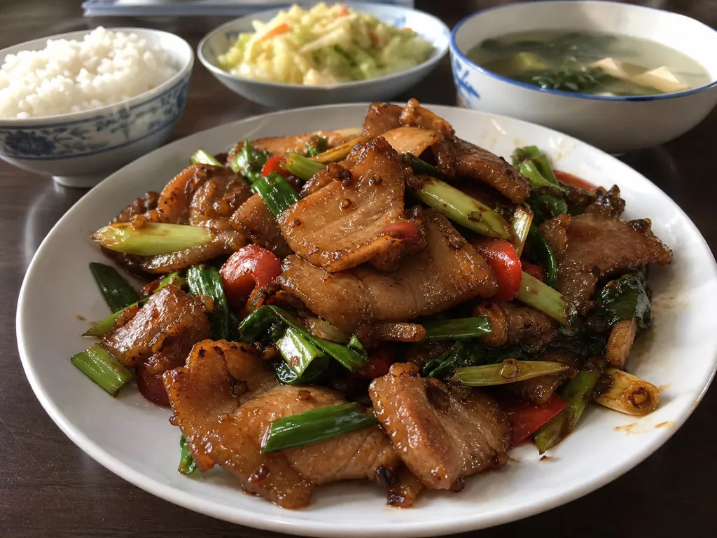 Twice Cooked Pork — plated and served