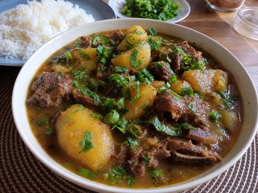 Vaca Atolada (Beef and Cassava Stew) — plated and served