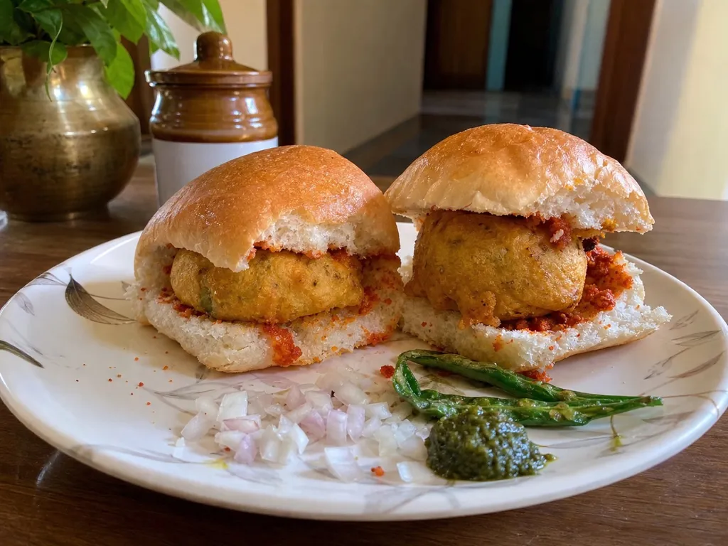 Vada Pav — plated and served