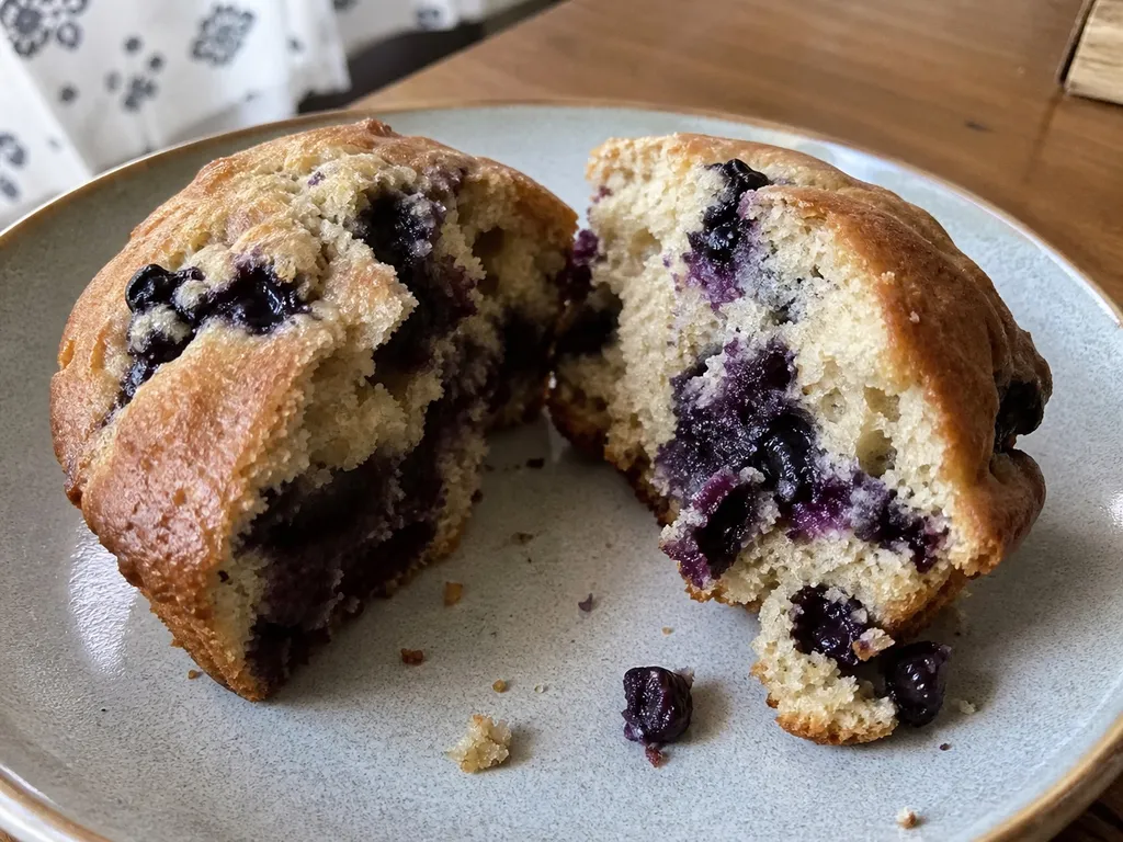 Vegan Blueberry Muffins — plated and served