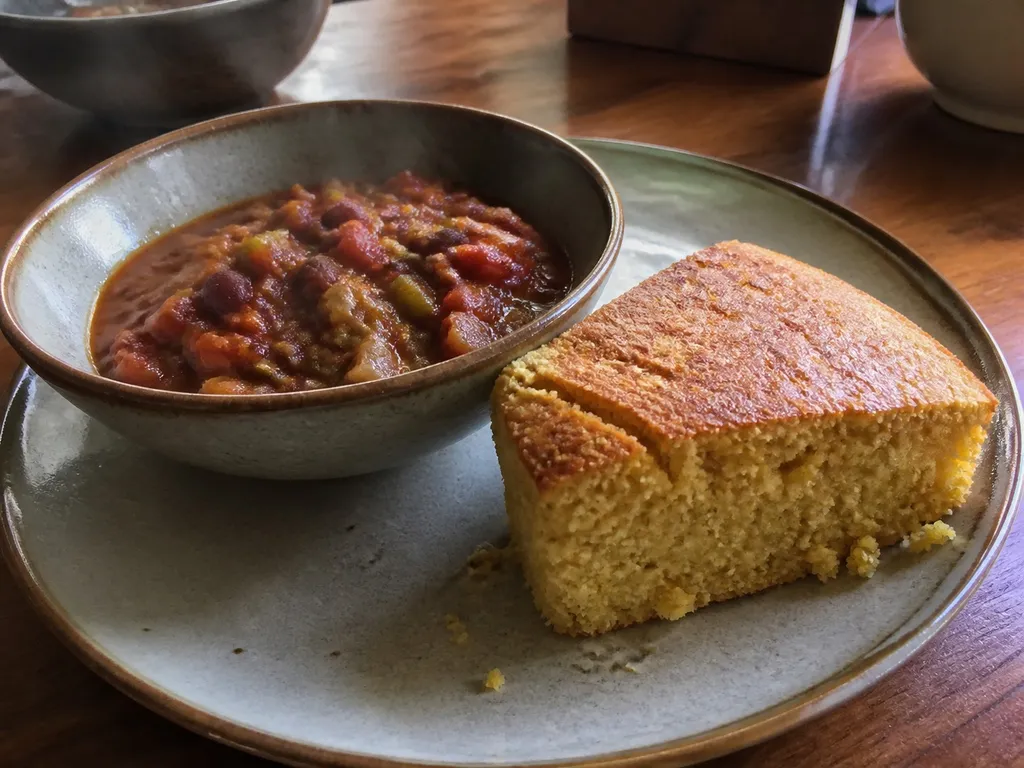 Vegan Cornbread — plated and served